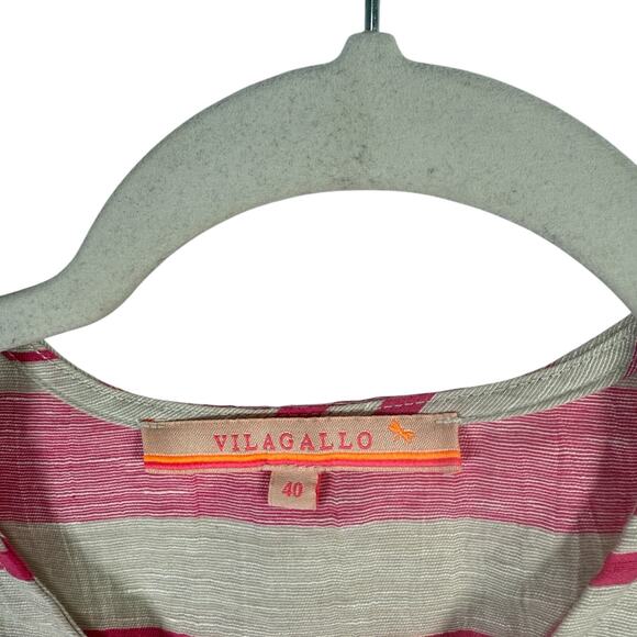 Vilagallo Cream Pink Striped Linen Blend Dress Preppy Office Womens 40 US 8 - Picture 4 of 8